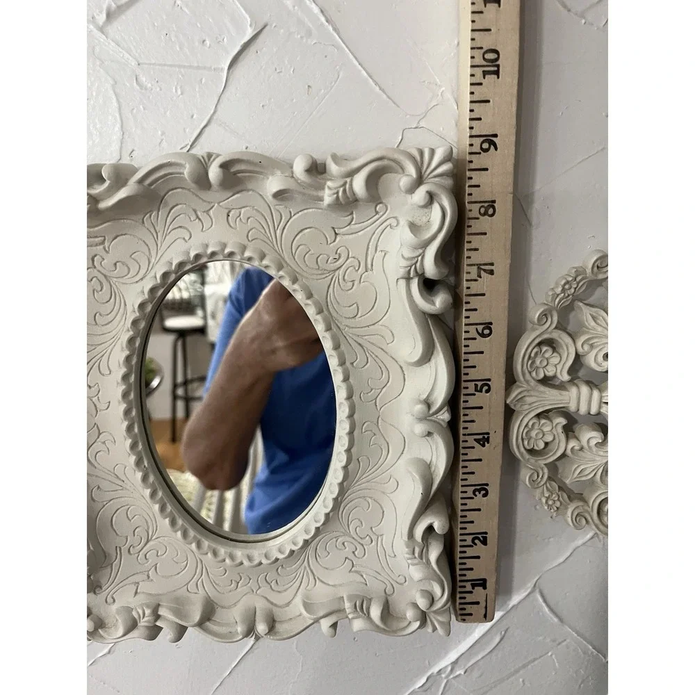 Homco  70's Wall Sconces Pair & Mirror Candleholders Chalk White MCM Boho